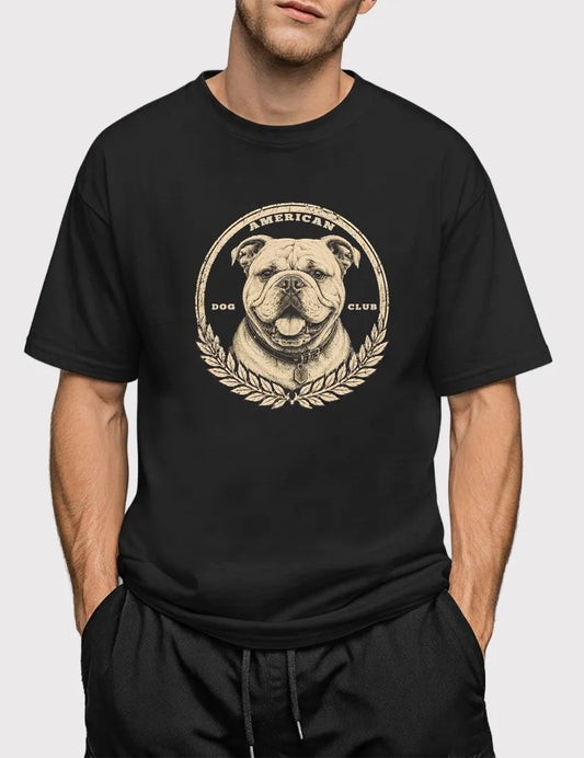 Unisex Vintage Bulldog Graphic T-Shirt - 1970s American Dog Club Emblem | Retro Streetwear image 1