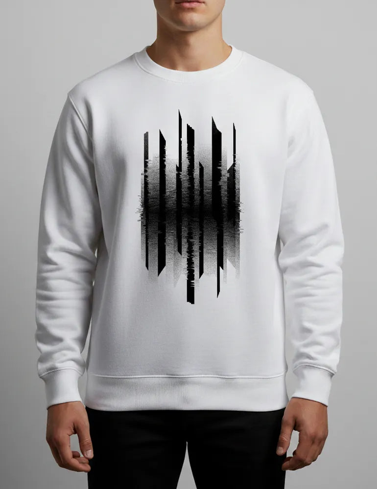 Vertical Interference No. 04 Crewneck Sweatshirt - Cyberpunk Glitch Abstract image 1