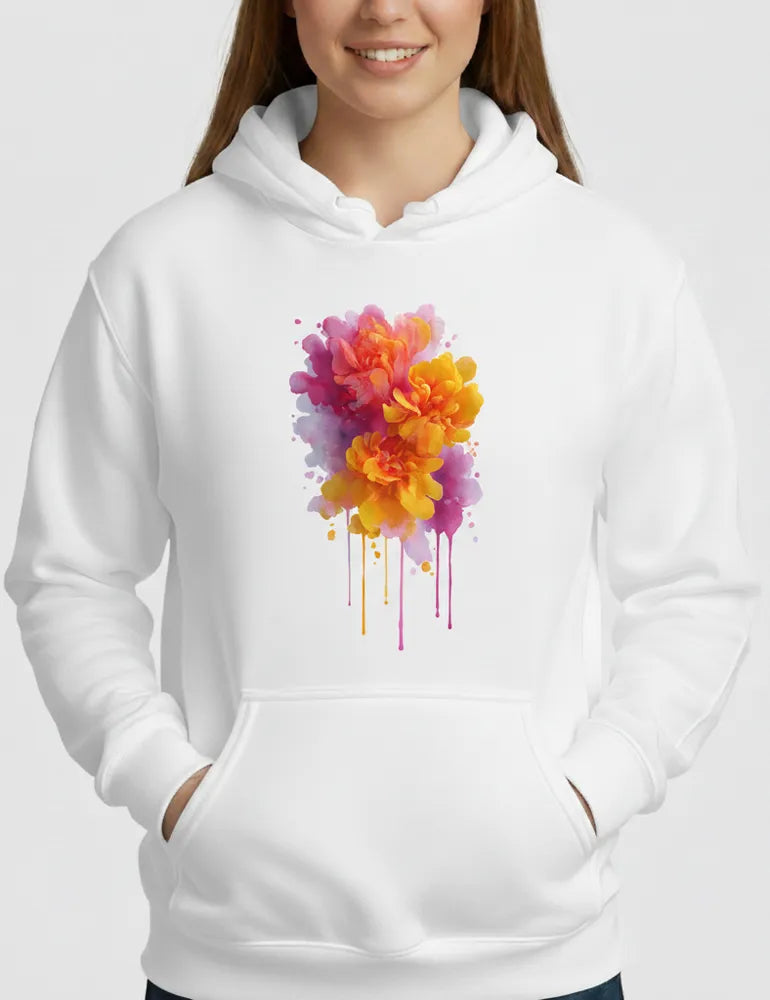Ethereal Whisper No. 08 - Romantic Abstract Floral Hoodie | The Liquid Light Series image 0