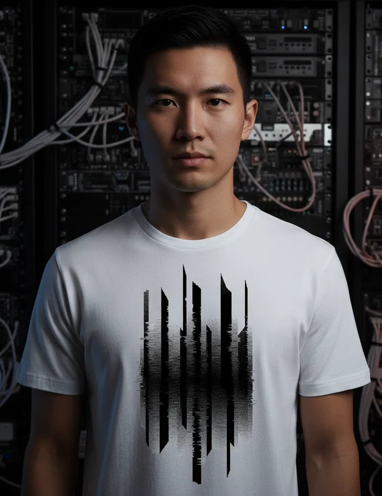 Vertical Interference No. 04 - Unisex Cyberpunk Glitch Tee | Julian Hayes Signature Series image 5