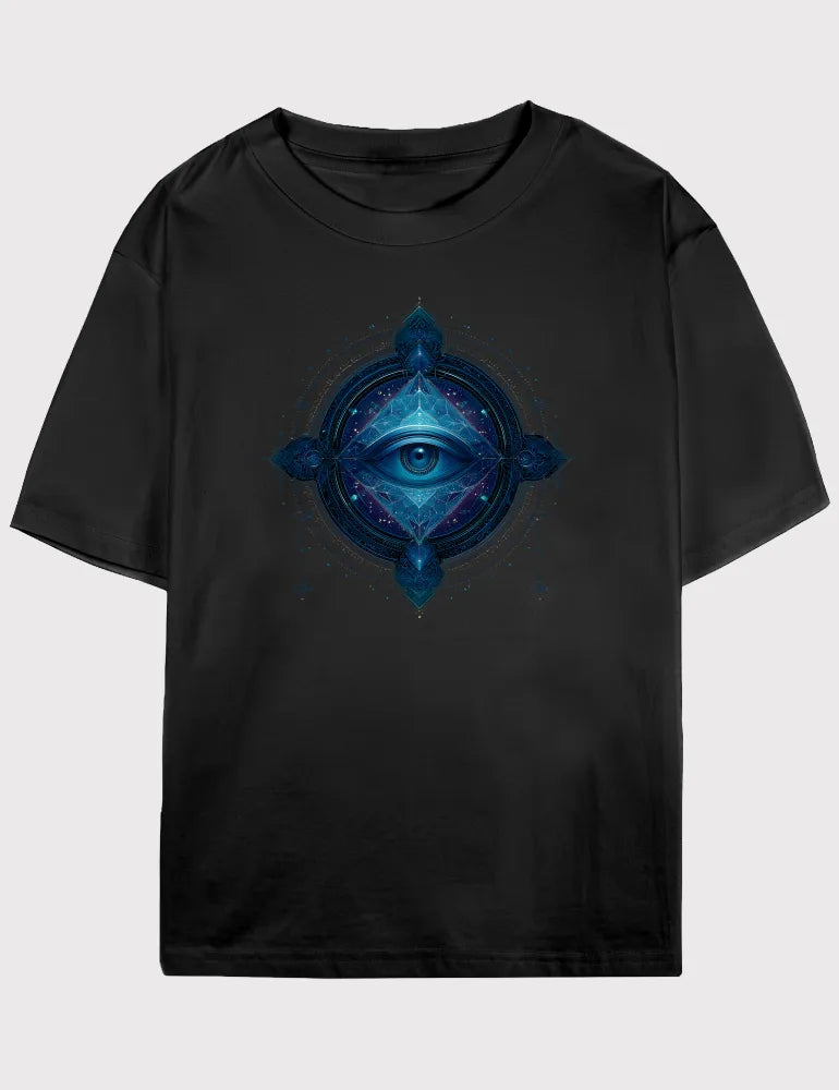 Ethereal Sight No. 11 - Unisex Neon Sacred Geometry Third Eye Tee | Digital Utopia Series by Ryu Tanaka image 2