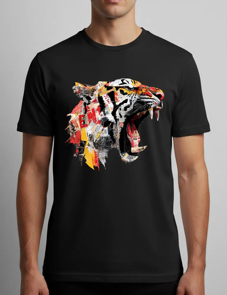 Predator Anthem No. 03 - Unisex Tiger Collage Street Art Tee | The Debris Series by Kaelo X image 1