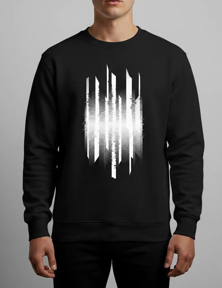 Vertical Interference No. 04 Crewneck Sweatshirt - Cyberpunk Glitch Abstract image 0