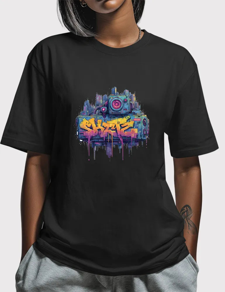 Cyber-Vandal No. 03 - Unisex Neon Cyberpunk Graffiti Tee | The Debris Series by Kaelo X image 1