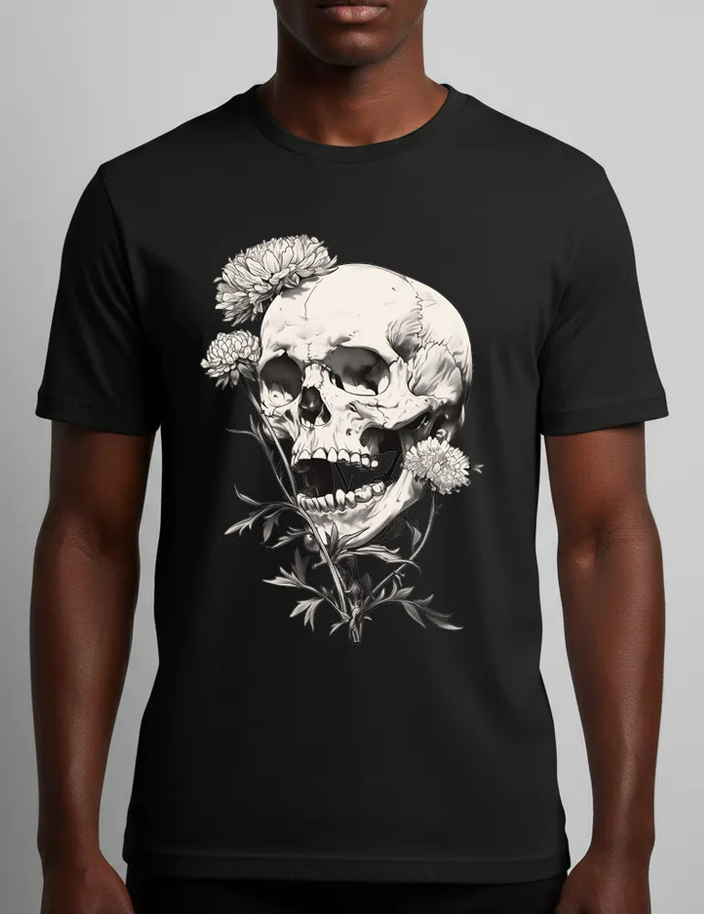 Deadly Flora No. 07 - Unisex Poisonous Bloom & Antique Skull Tee | Seraphina Black Signature Series image 5
