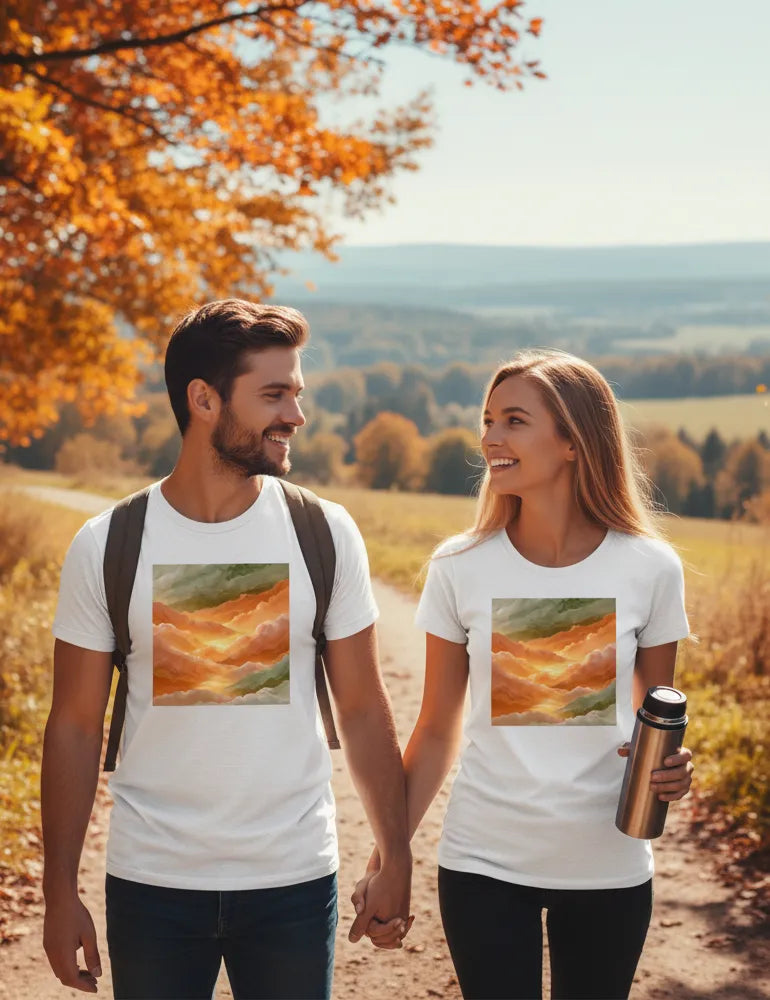 Golden Hour Reflection No. 12 - Unisex Mediterranean Sunset Watercolor Tee | The Liquid Light Series image 4