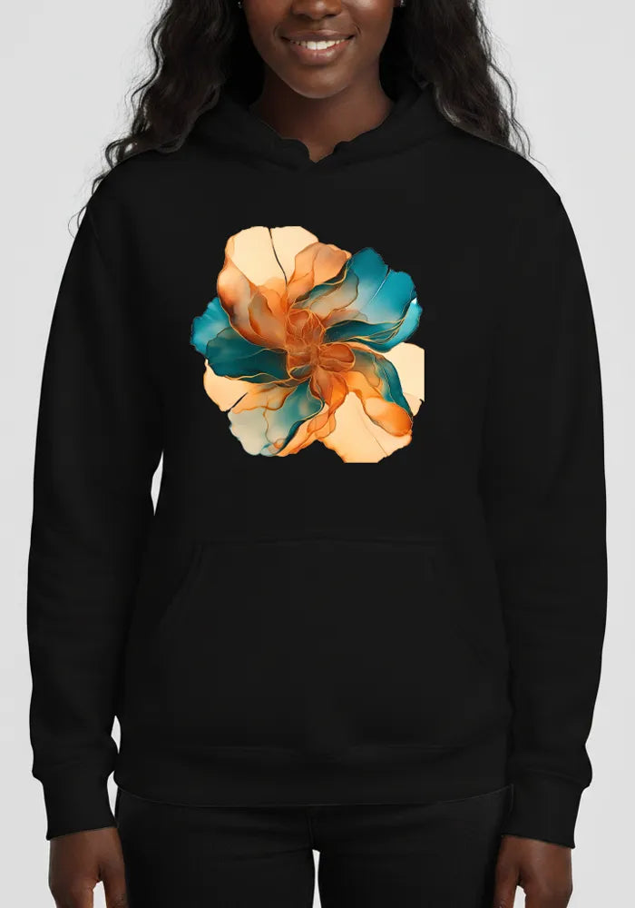 Solar Flare No. 01 - Abstract Mediterranean Fluid Art Hoodie | The Liquid Light Series image 0