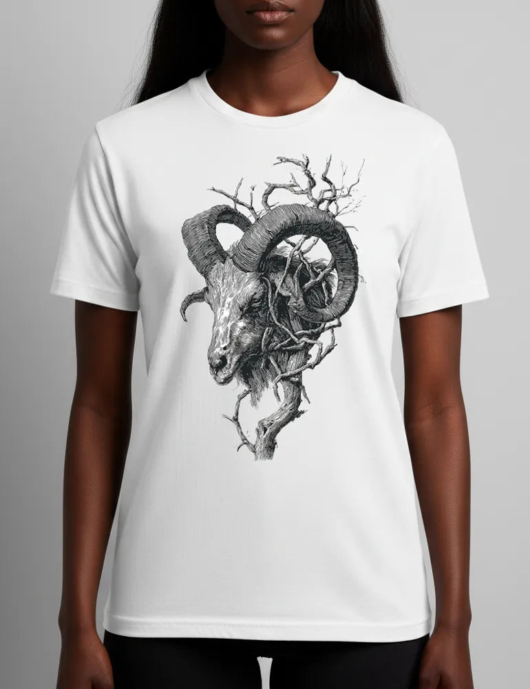 Krampus Horns No. 03 - Unisex Vintage Woodcut Engraving Tee | Seraphina Black Signature Series image 2