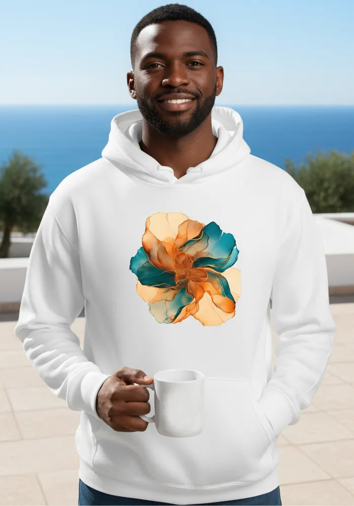 Solar Flare No. 01 - Abstract Mediterranean Fluid Art Hoodie | The Liquid Light Series image 5