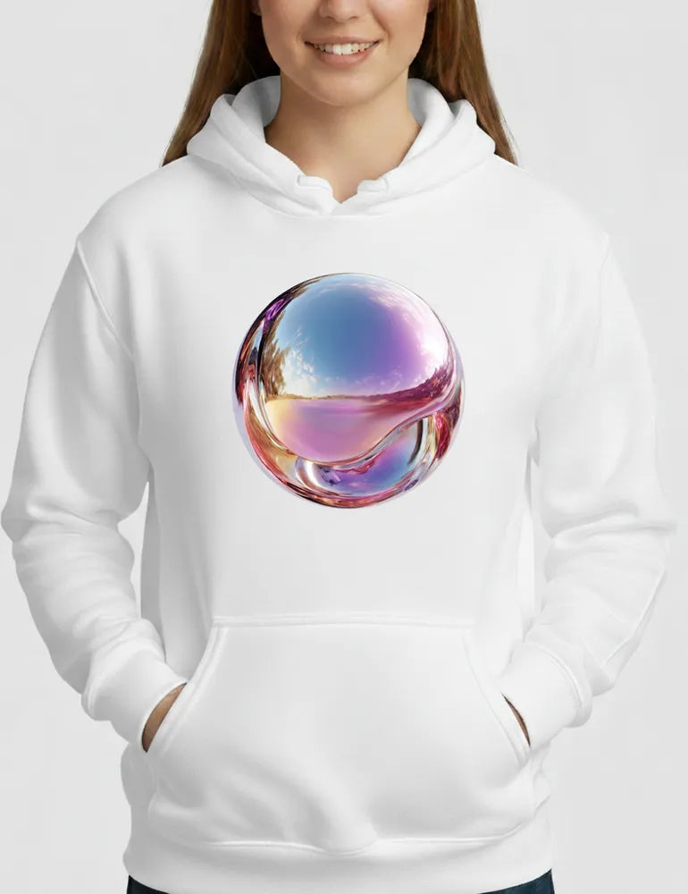 Iridescent Echo No. 05 - 3D Holographic Chrome Hoodie | The Liquid Light Series image 0