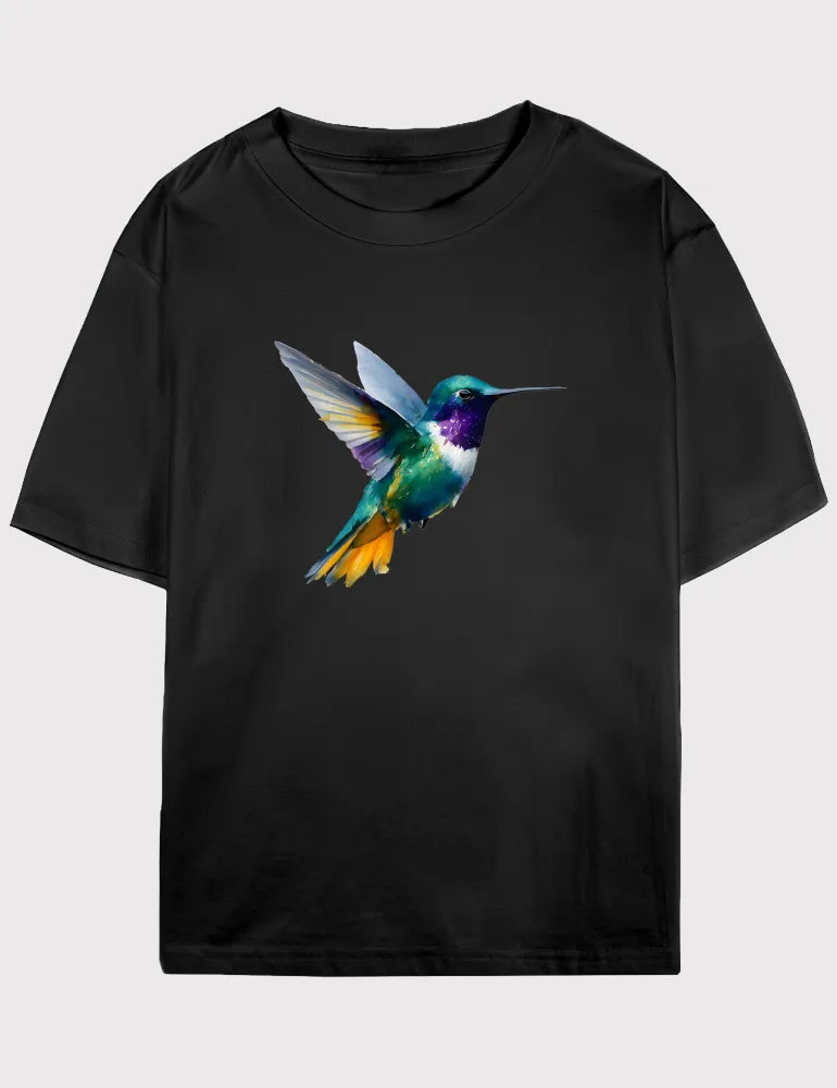 Nectar Pulse No. 03 - Unisex Mediterranean Watercolor Hummingbird Tee | The Liquid Light Series by Elara Vane image 2