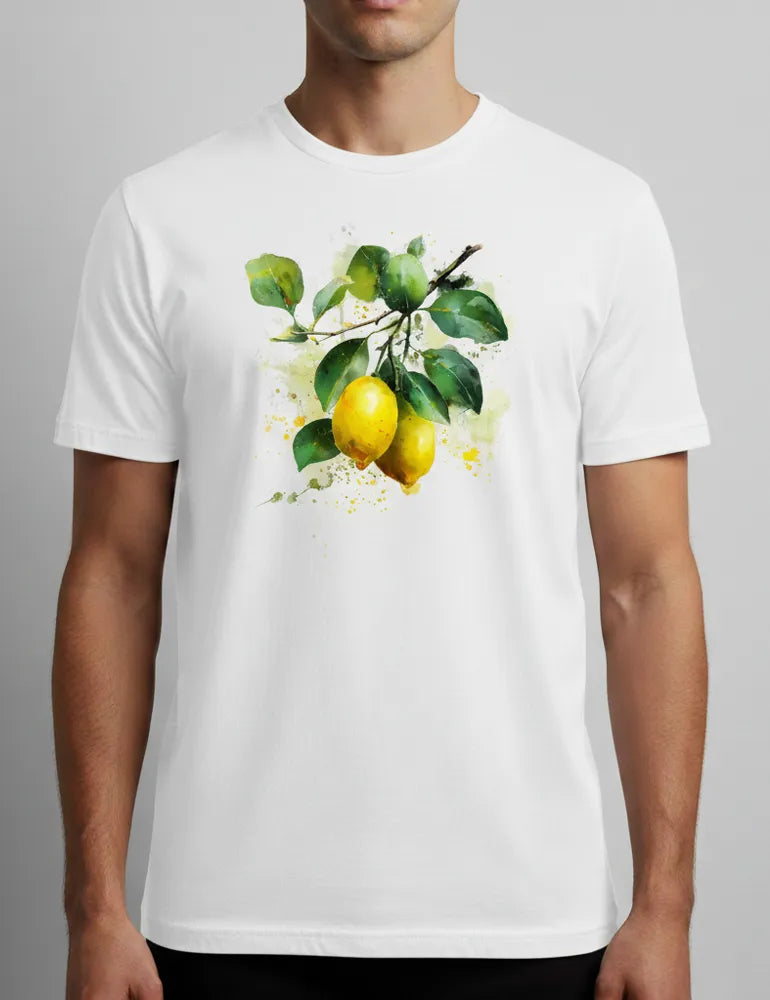 Citrus Solstice No. 11 - Unisex Fresh Mediterranean Watercolor Tee | The Liquid Light Series image 3