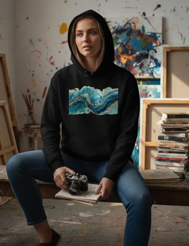 Mosaic Soul No. 10 - Deconstructed Mediterranean Art Hoodie | The Liquid Light Series image 4