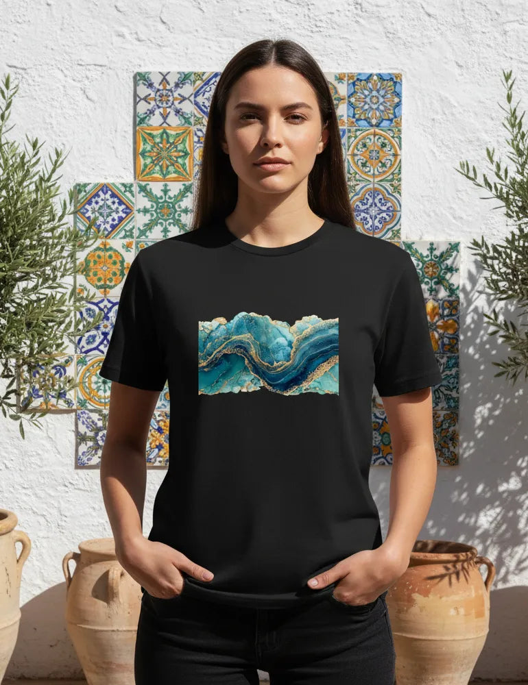 Mosaic Soul No. 10 - Unisex Deconstructed Mediterranean Art Tee | The Liquid Light Series image 4