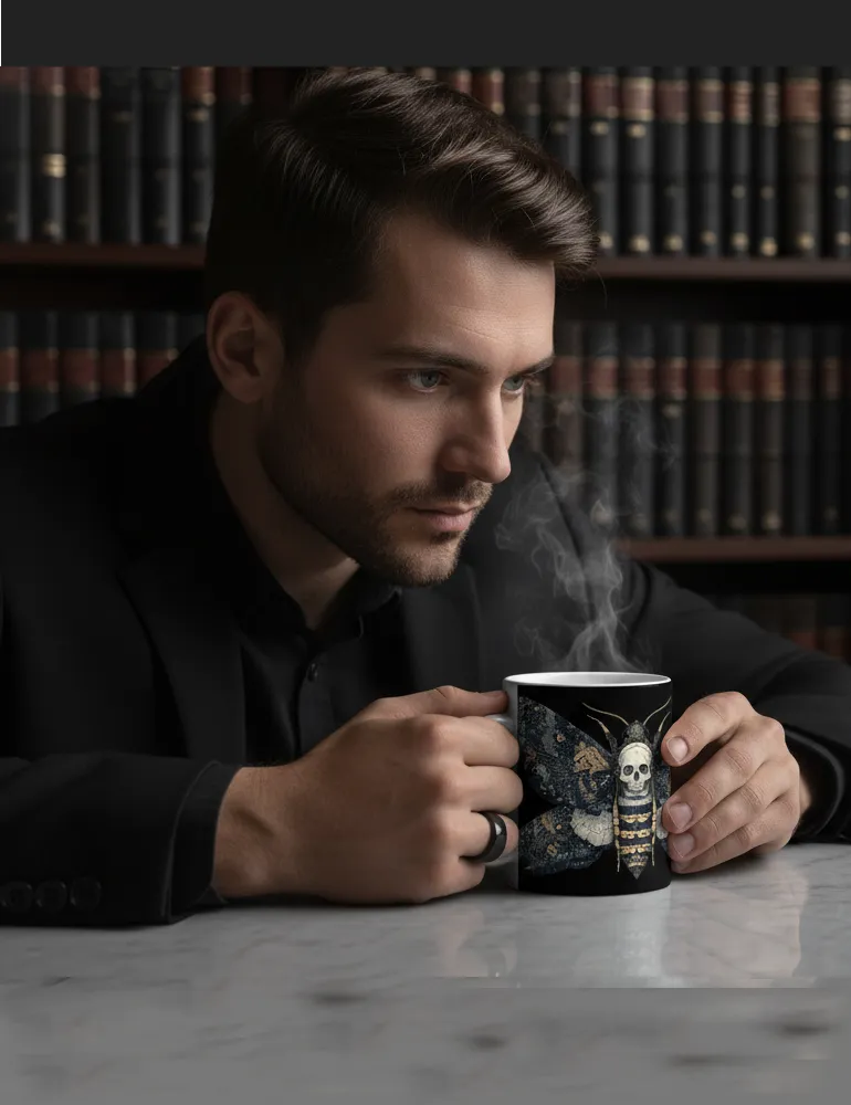 Silent Witness No. 08 - Death's-head Hawkmoth Art Mug | Seraphina Black Artist Series image 1