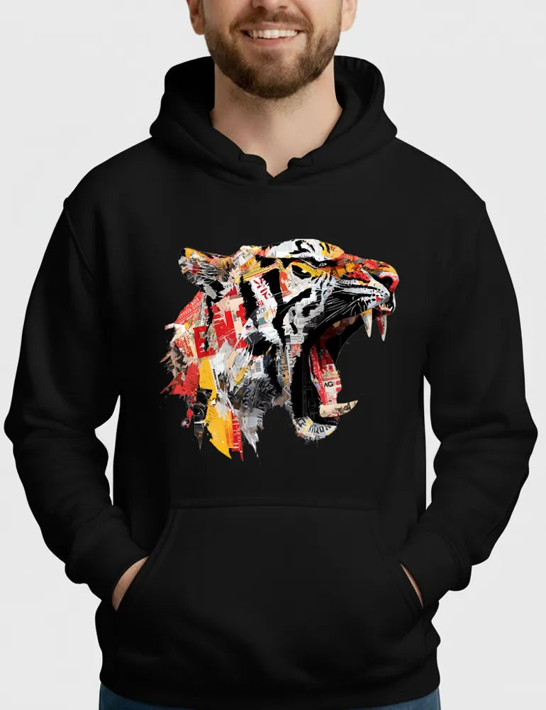 Predator Anthem No. 03 - Tiger Collage Street Art Hoodie | The Debris Series by Kaelo X image 2