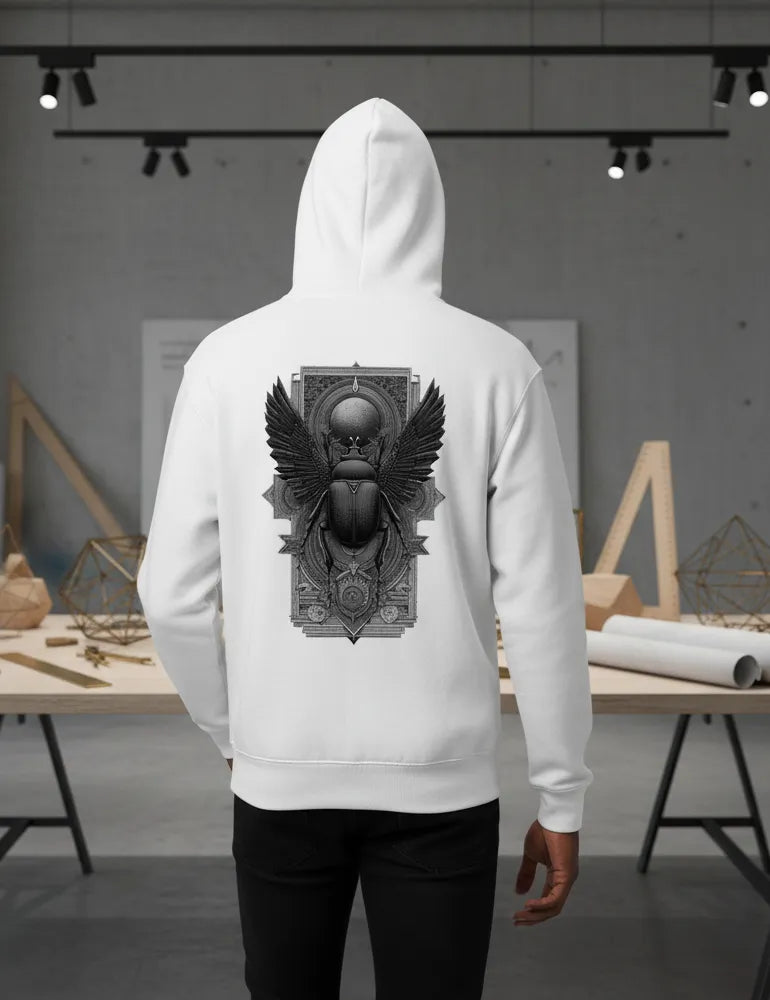 Sacred Beetle No. 04 - Esoteric Egyptian Back Print Hoodie | Seraphina Black Signature Series image 2
