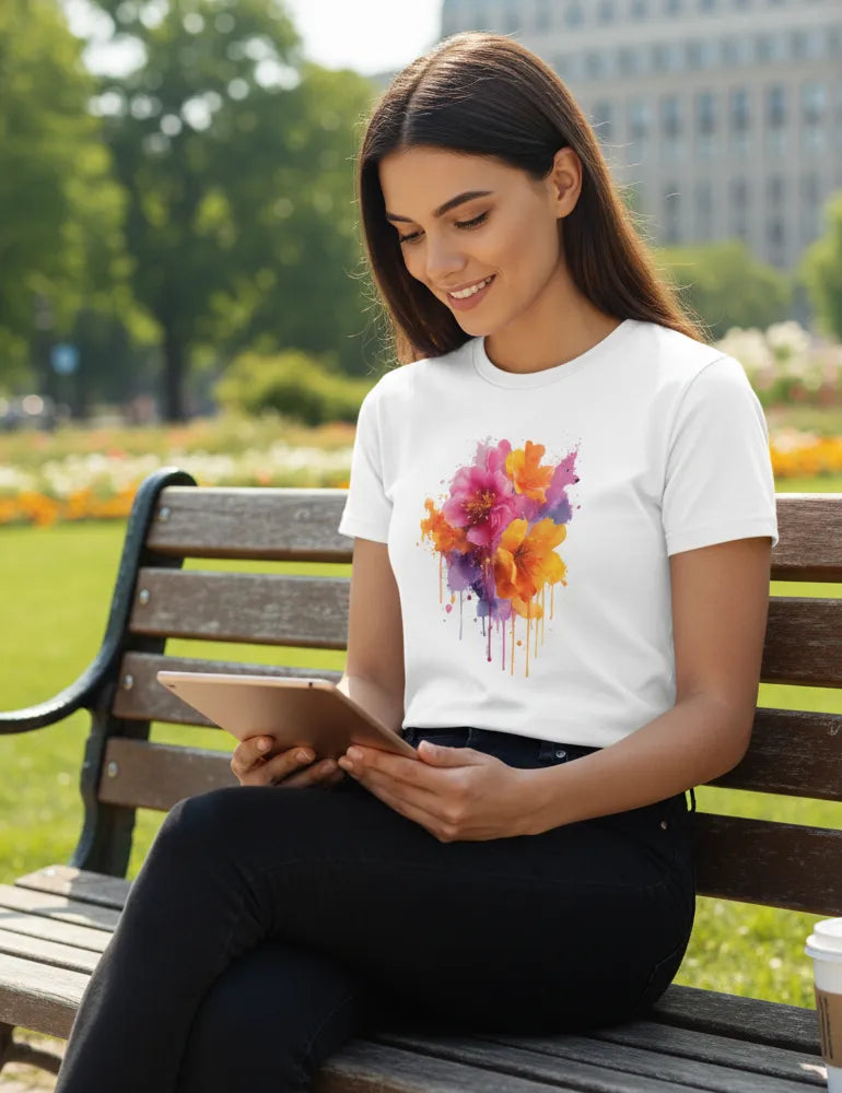 Ethereal Whisper No. 08 - Unisex Romantic Abstract Floral Tee | The Liquid Light Series image 3
