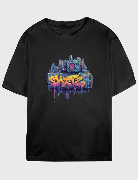 Cyber-Vandal No. 03 - Unisex Neon Cyberpunk Graffiti Tee | The Debris Series by Kaelo X image 0