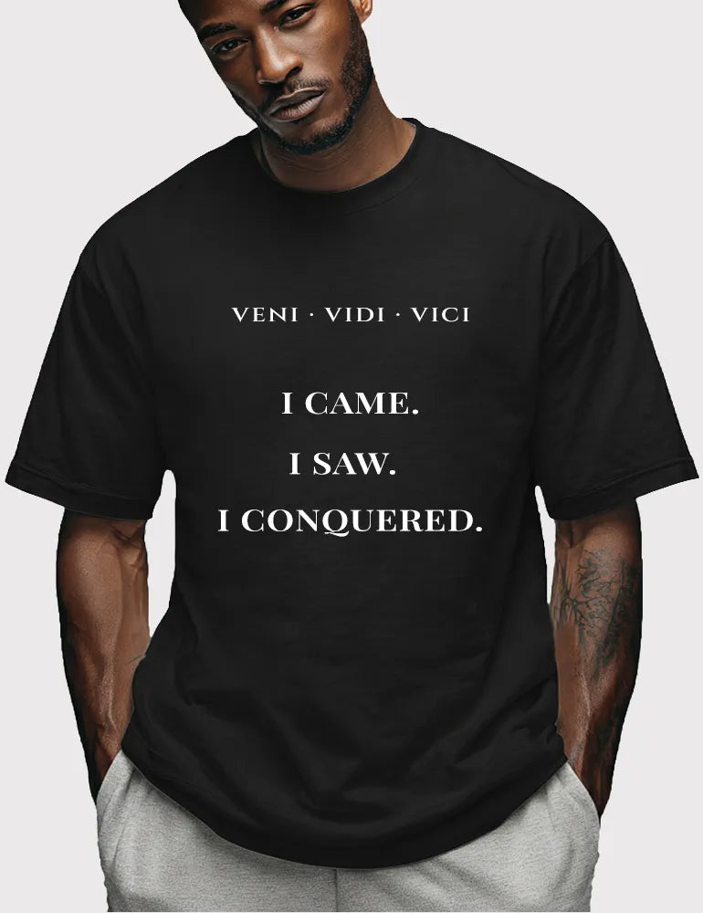 VENI VIDI VICI No. 02 - Unisex Minimalist Typography Tee | Heavyweight Streetwear by Seraphina Black image 1