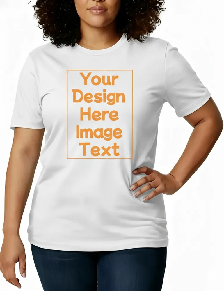 Women's Plus Size Custom T Shirts Design Your Own Shirt Add Text/Image/Logo Print Tops<span> - </span>White, 4XL image