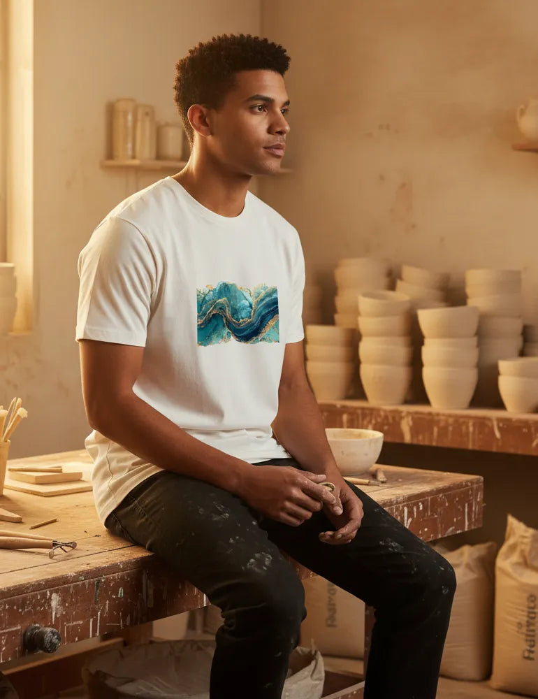 Mosaic Soul No. 10 - Unisex Deconstructed Mediterranean Art Tee | The Liquid Light Series image 5