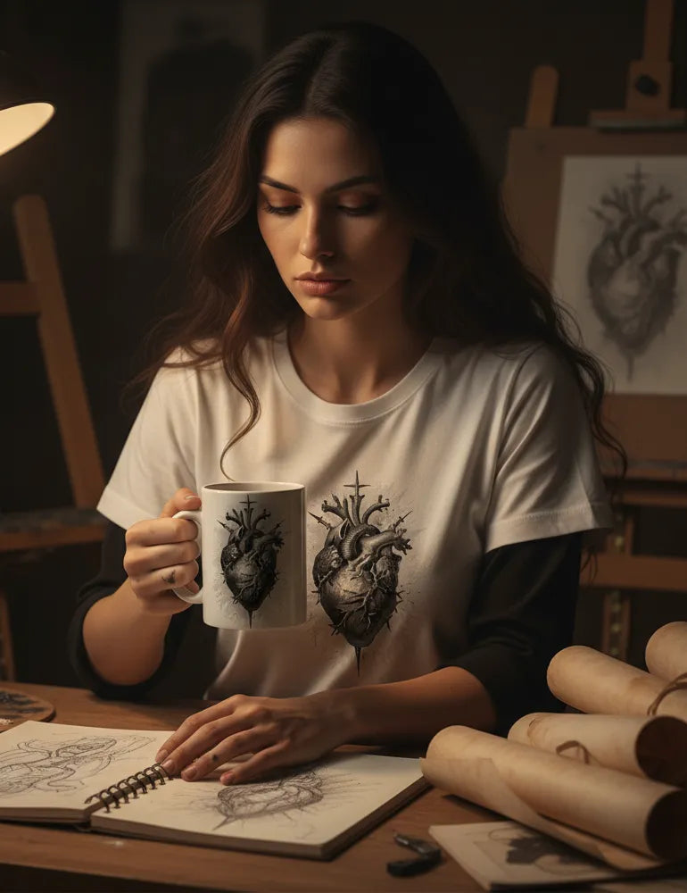 Sacred Heart No. 05 - Flaming Heart & Daggers Art Mug | Seraphina Black Artist Series image 2