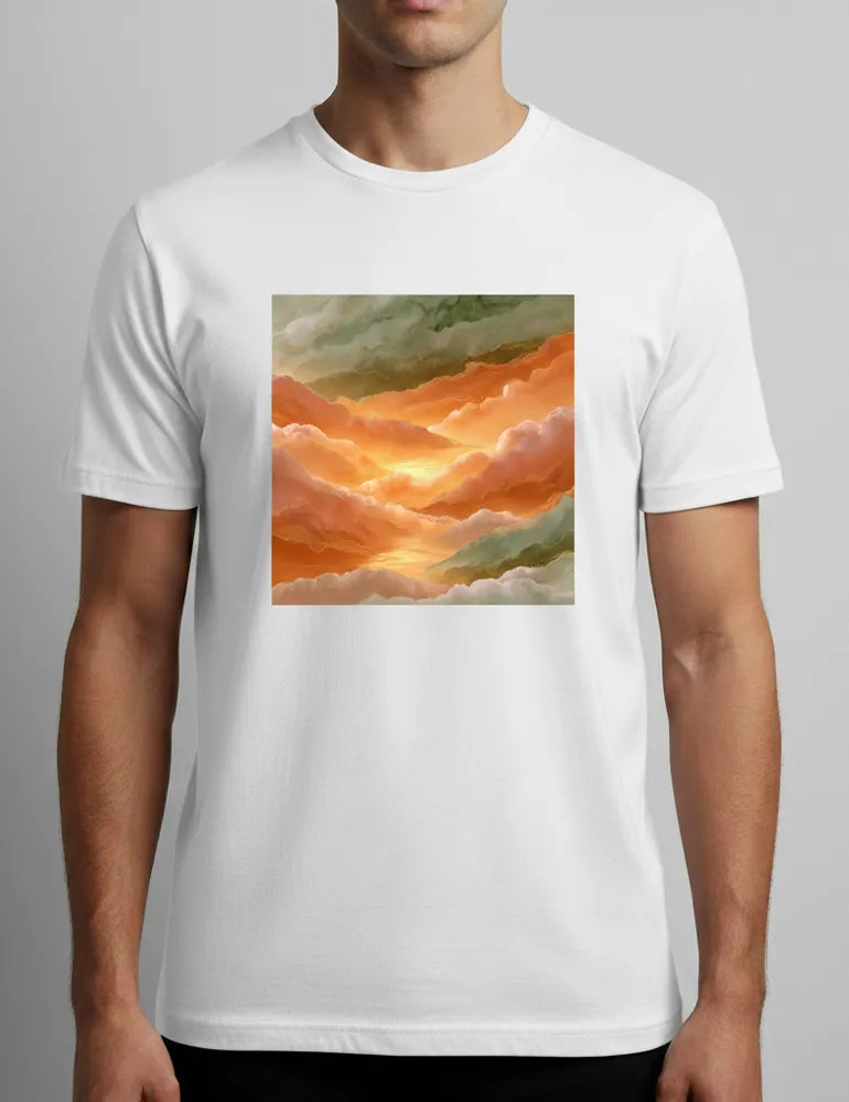 Golden Hour Reflection No. 12 - Unisex Mediterranean Sunset Watercolor Tee | The Liquid Light Series image 1