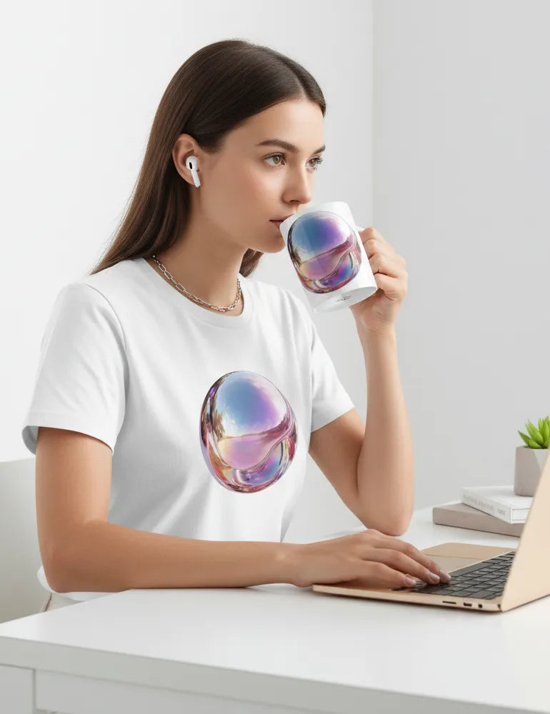Iridescent Echo No. 05 - 3D Holographic Chrome Art Mug | Ryu Tanaka Artist Series image 2
