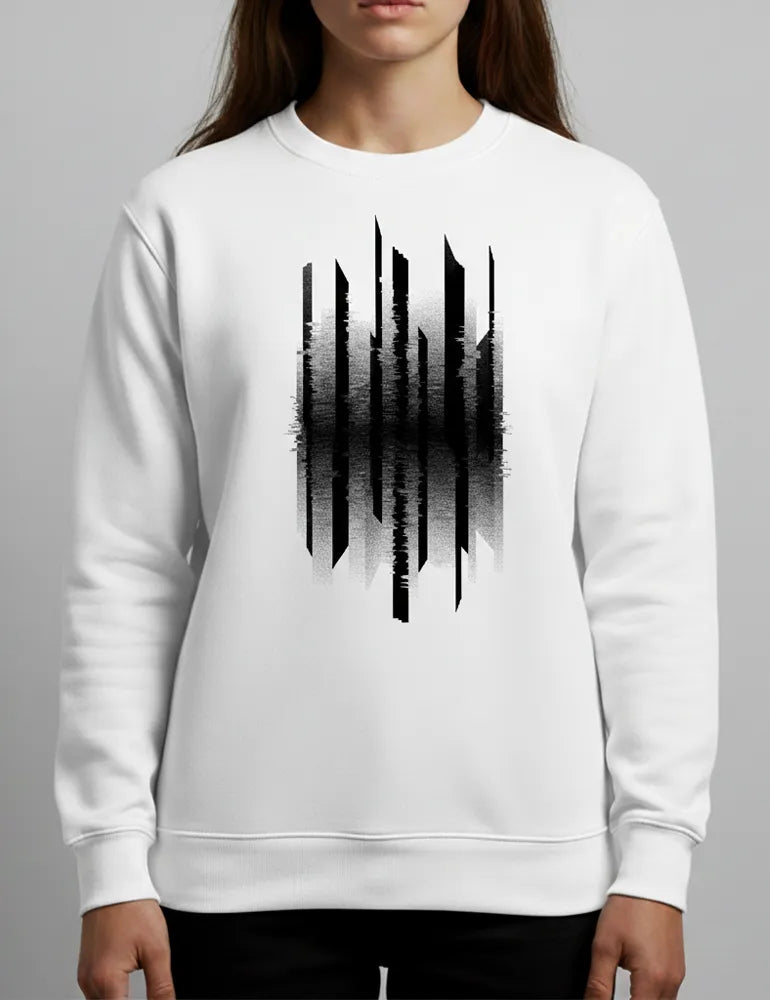 Vertical Interference No. 04 Crewneck Sweatshirt - Cyberpunk Glitch Abstract image 3