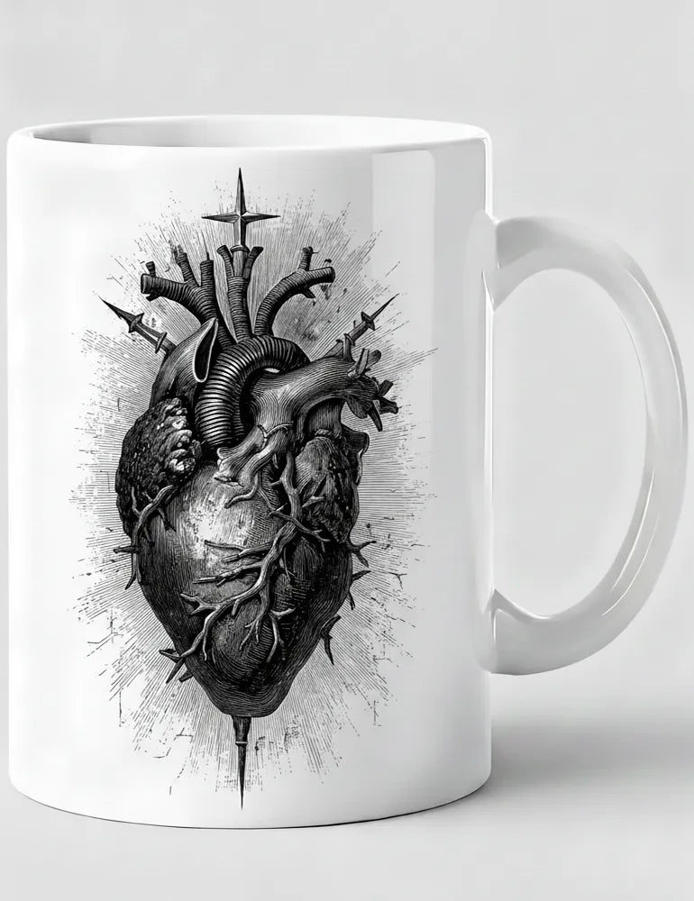 Sacred Heart No. 05 - Flaming Heart & Daggers Art Mug | Seraphina Black Artist Series image 0