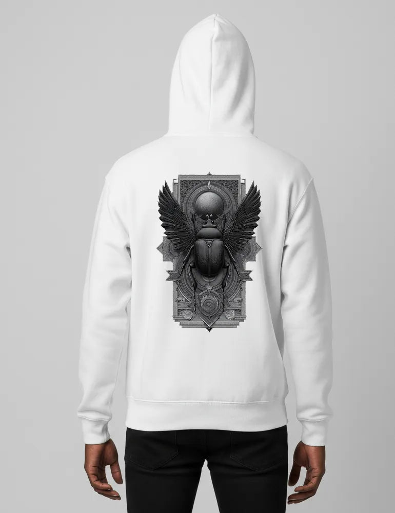 Sacred Beetle No. 04 - Esoteric Egyptian Back Print Hoodie | Seraphina Black Signature Series image 0