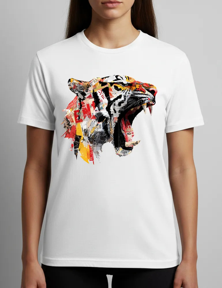 Predator Anthem No. 03 - Unisex Tiger Collage Street Art Tee | The Debris Series by Kaelo X image 2