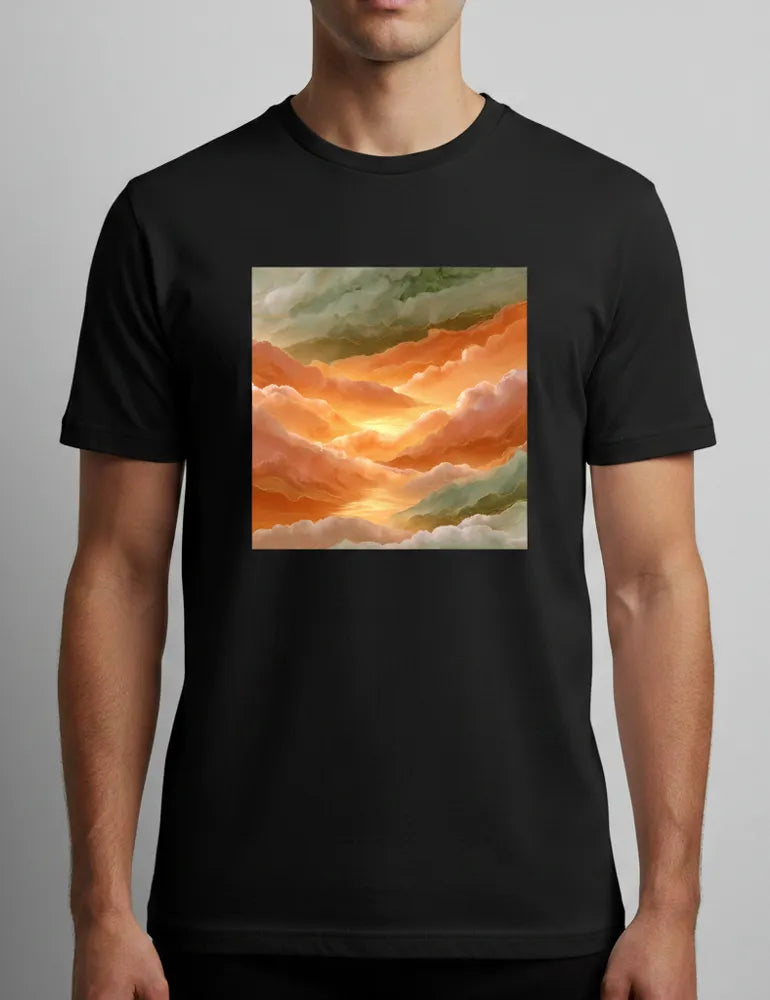 Golden Hour Reflection No. 12 - Unisex Mediterranean Sunset Watercolor Tee | The Liquid Light Series image 0