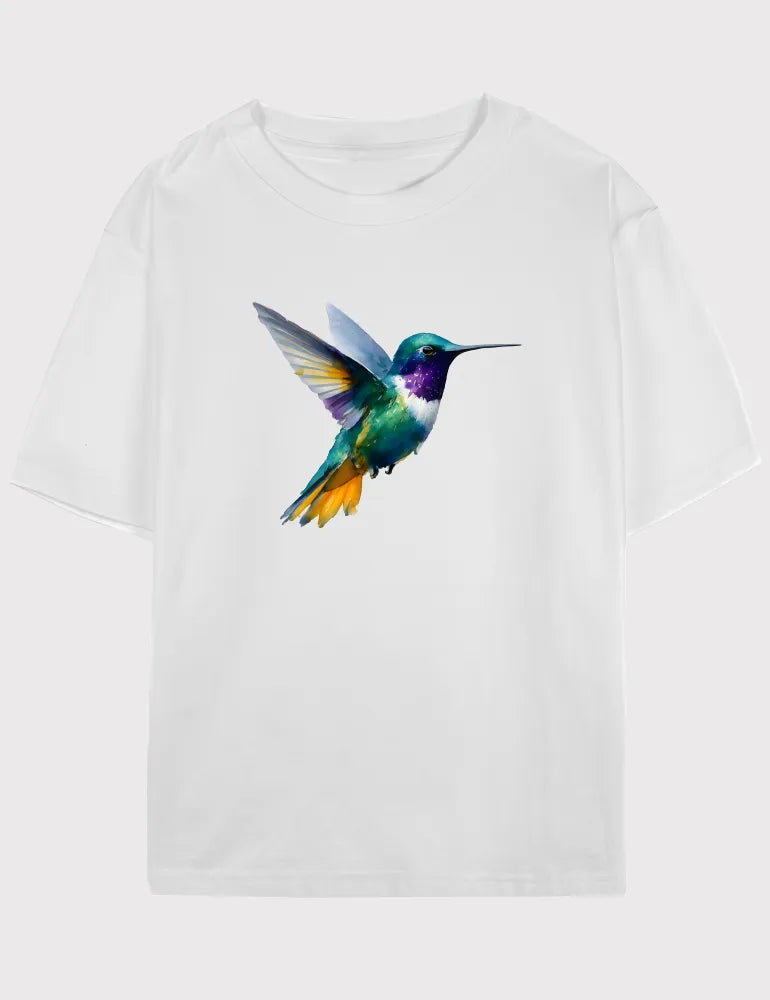 Nectar Pulse No. 03 - Unisex Mediterranean Watercolor Hummingbird Tee | The Liquid Light Series by Elara Vane image 0