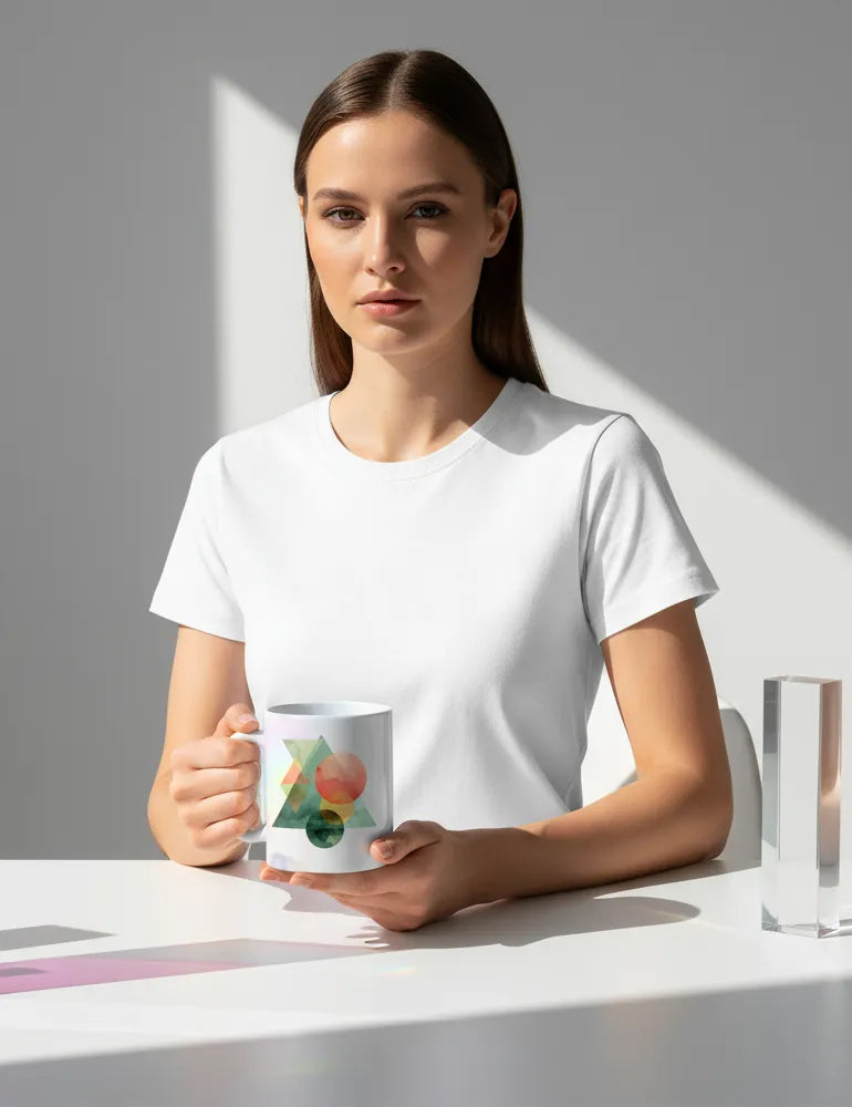 Solar Spectrum No. 09 - Vivid Geometric Watercolor Art Mug | Elara Vane Artist Series image 1