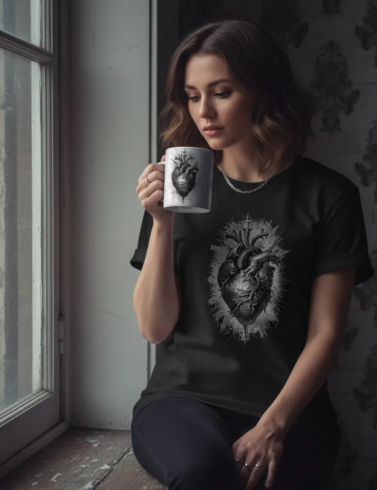Sacred Heart No. 05 - Flaming Heart & Daggers Art Mug | Seraphina Black Artist Series image 1