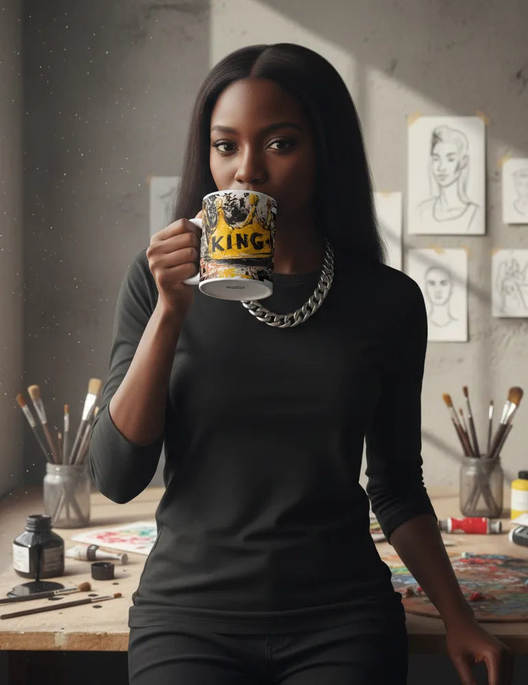 Sovereign Static No. 05 - Basquiat Style Crown Art Mug | Kaelo X Artist Series image 1