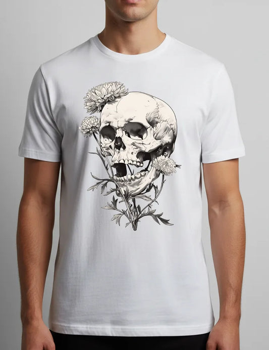 Deadly Flora No. 07 - Unisex Poisonous Bloom & Antique Skull Tee | Seraphina Black Signature Series image 0