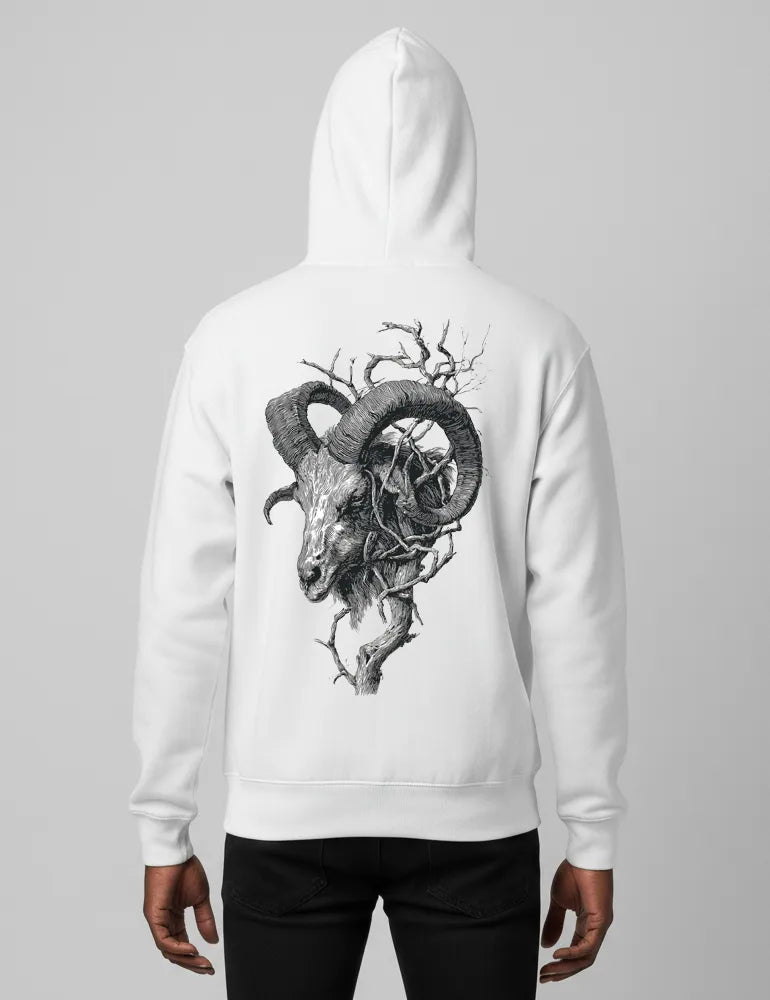 Krampus Horns No. 03 - Vintage Woodcut Engraving Hoodie | Seraphina Black Signature Series image 1