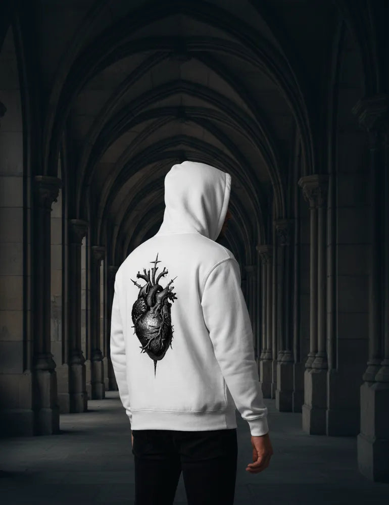 Sacred Heart No. 05 - Flaming Heart & Daggers Back Print Hoodie | Seraphina Black Signature Series image 2