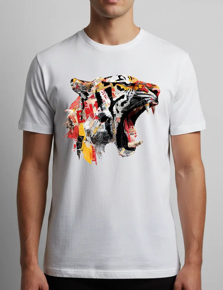 Predator Anthem No. 03 - Unisex Tiger Collage Street Art Tee | The Debris Series by Kaelo X image 0
