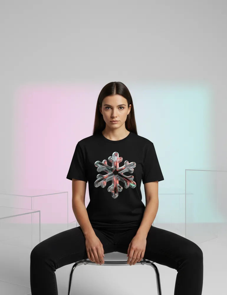 Chrome Snowflake No. 01 - Unisex 3D Iridescent Liquid Metal Tee | Ryu Tanaka Signature Series image 5