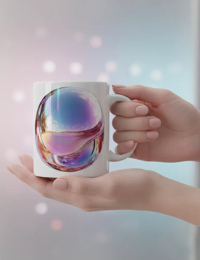 Iridescent Echo No. 05 - 3D Holographic Chrome Art Mug | Ryu Tanaka Artist Series image 1