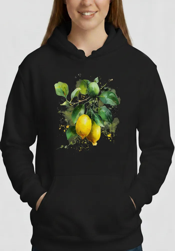 Citrus Solstice No. 11 - Fresh Mediterranean Watercolor Hoodie | Elara Vane Artist Series image 2