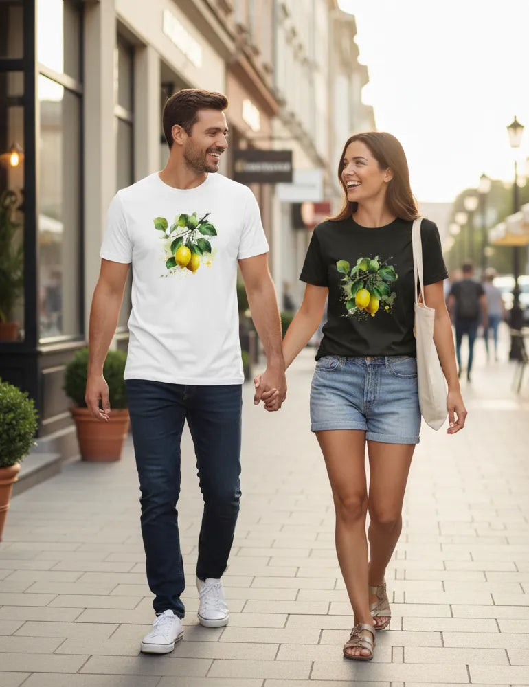 Citrus Solstice No. 11 - Unisex Fresh Mediterranean Watercolor Tee | The Liquid Light Series image 5