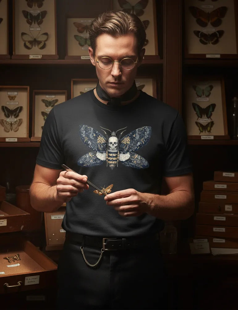 Silent Witness No. 08 - Unisex Death's-head Hawkmoth Etching Tee | Seraphina Black Signature Series image 5