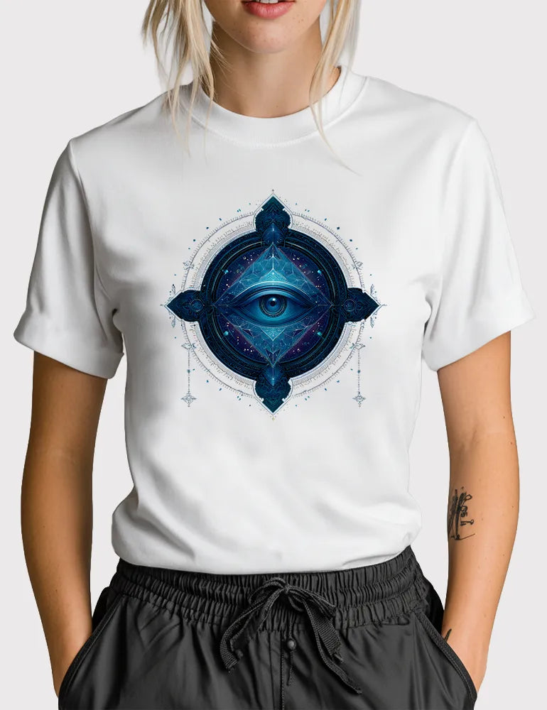 Ethereal Sight No. 11 - Unisex Neon Sacred Geometry Third Eye Tee | Digital Utopia Series by Ryu Tanaka image 1