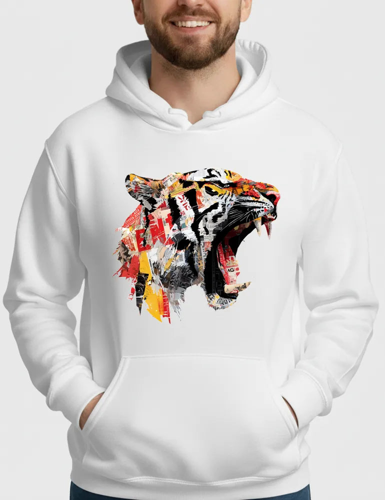 Predator Anthem No. 03 - Tiger Collage Street Art Hoodie | The Debris Series by Kaelo X image 3