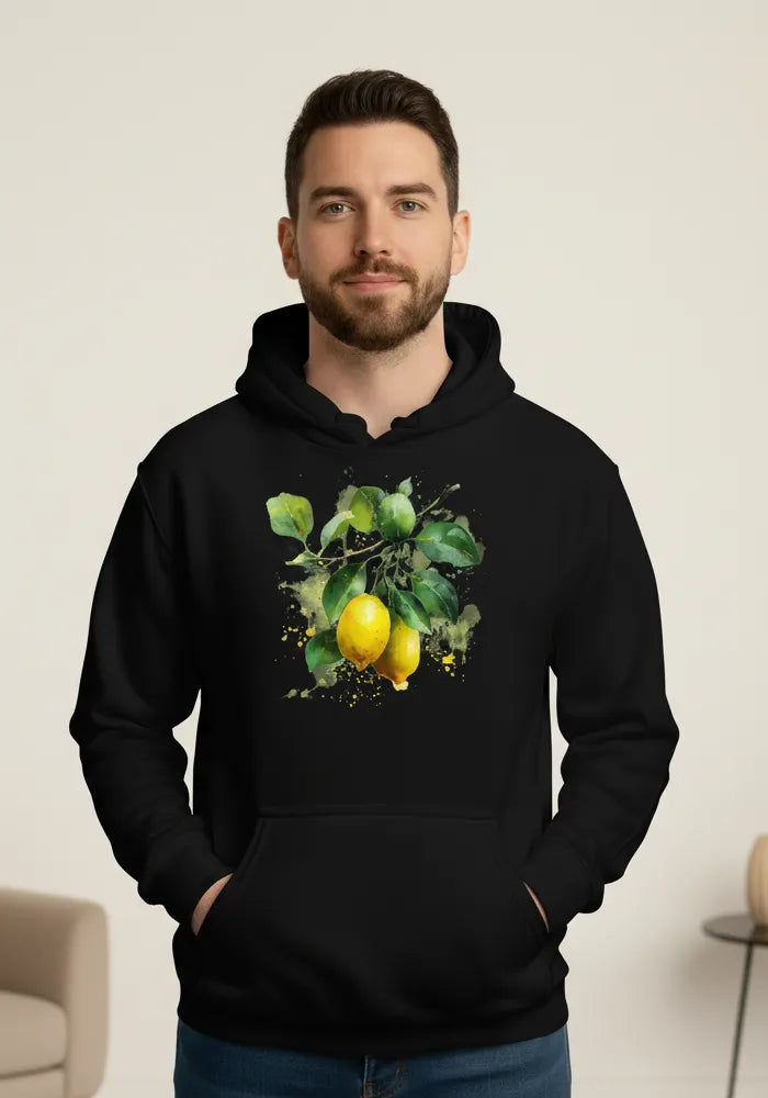 Citrus Solstice No. 11 - Fresh Mediterranean Watercolor Hoodie | Elara Vane Artist Series image 4